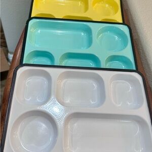Ashland set of 4 metal divided dining trays, orange, yellow, teal, white EUC
